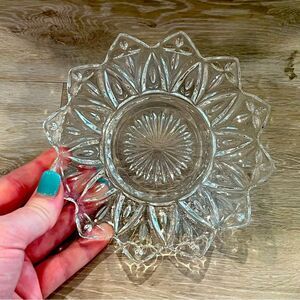 MCM Federal glass clear trinket dish Star flower Petal candy dish nut dish